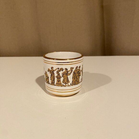Vintage Neofitou Keramik 24k Gold Espresso Cup Handmade in Greece 2" Tall - Picture 2 of 7